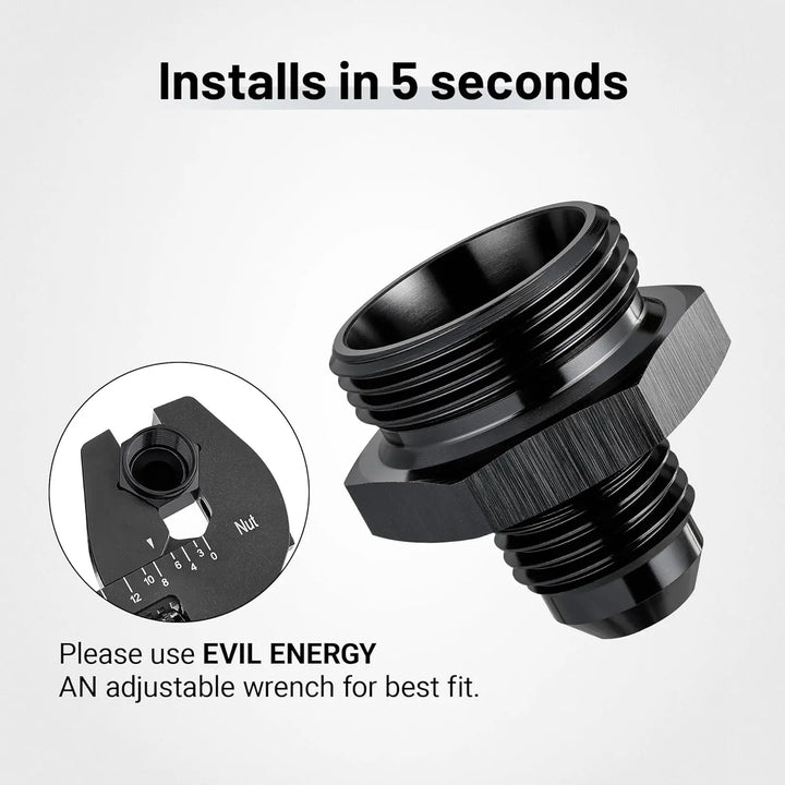 EVILENERGY EVIL ENERGY AN Male Flare to Male Carb Carburetor Fuel Inlet Fitting Adapter Aluminum Black Upgrade 1PC/2PC[6AN to 7/8-20]