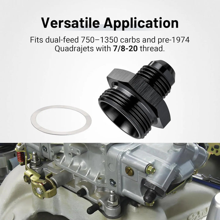 EVILENERGY EVIL ENERGY AN Male Flare to Male Carb Carburetor Fuel Inlet Fitting Adapter Aluminum Black Upgrade 1PC/2PC[6AN to 7/8-20]