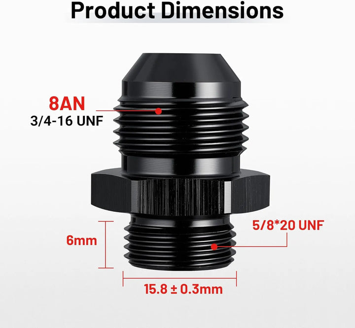 EVILENERGY EVIL ENERGY AN Male Flare to Male Carb Carburetor Fuel Inlet Fitting Adapter Aluminum Black Upgrade 1PC/2PC[8AN to 5/8-20]