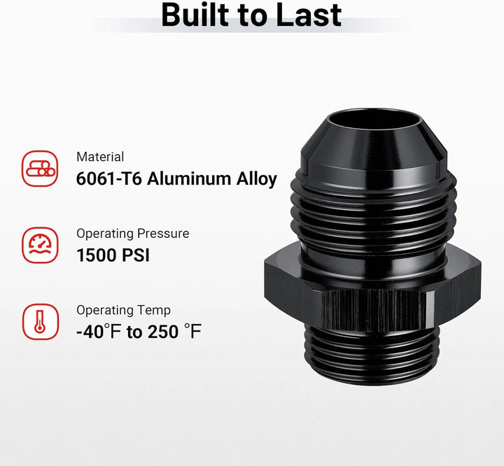 EVILENERGY EVIL ENERGY AN Male Flare to Male Carb Carburetor Fuel Inlet Fitting Adapter Aluminum Black Upgrade 1PC/2PC[8AN to 5/8-20]