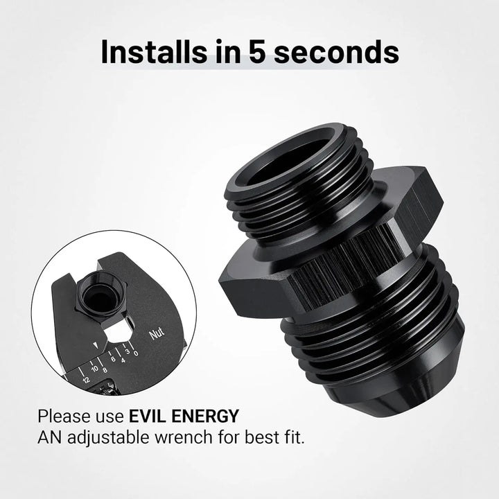 EVILENERGY EVIL ENERGY AN Male Flare to Male Carb Carburetor Fuel Inlet Fitting Adapter Aluminum Black Upgrade 1PC/2PC[8AN to 5/8-20]