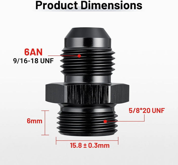 EVILENERGY EVIL ENERGY AN Male Flare to Male Carb Carburetor Fuel Inlet Fitting Adapter Aluminum Black Upgrade 1PC/2PC[6AN to 5/8-20]