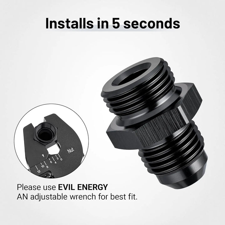 EVILENERGY EVIL ENERGY AN Male Flare to Male Carb Carburetor Fuel Inlet Fitting Adapter Aluminum Black Upgrade 1PC/2PC[6AN to 5/8-20]