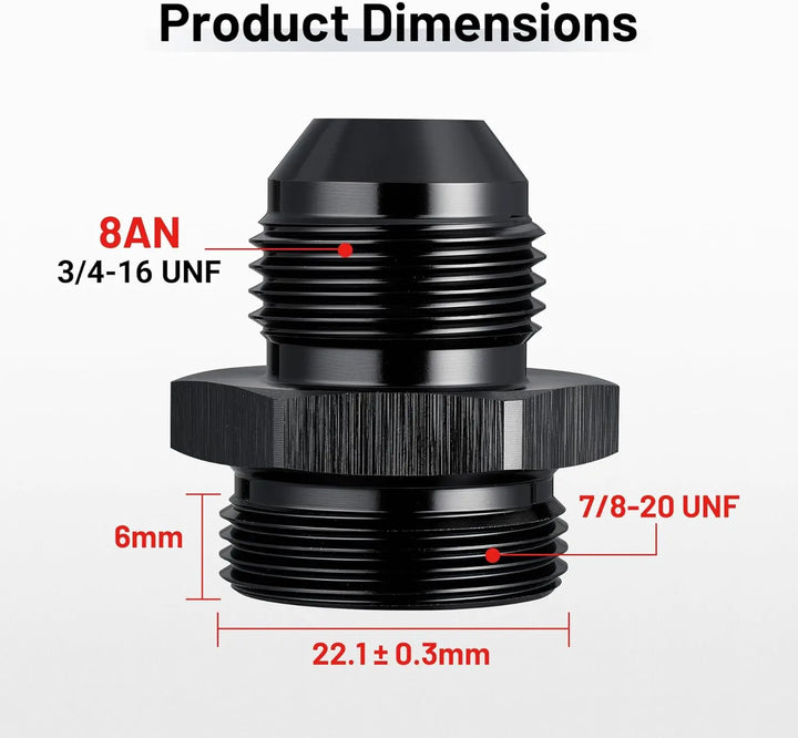 EVILENERGY EVIL ENERGY AN Male Flare to Male Carb Carburetor Fuel Inlet Fitting Adapter Aluminum Black Upgrade 1PC/2PC[8AN to 7/8-20]