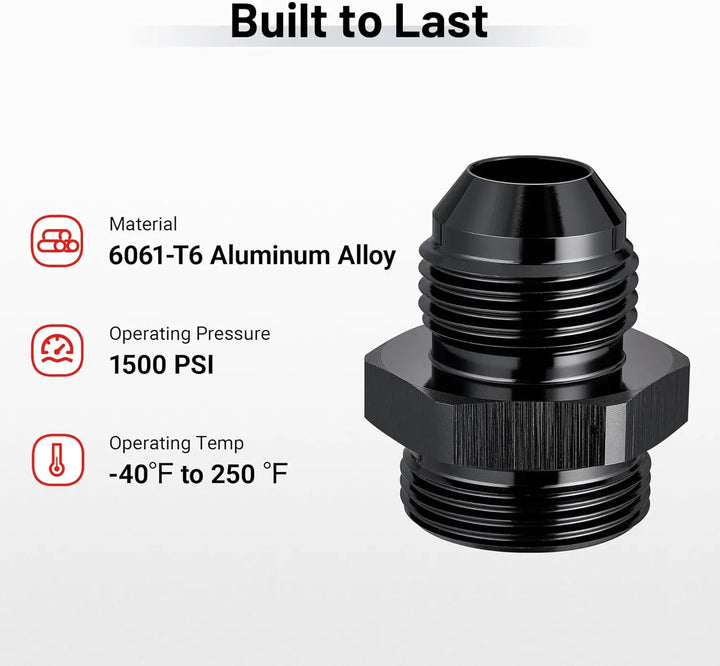 EVILENERGY EVIL ENERGY AN Male Flare to Male Carb Carburetor Fuel Inlet Fitting Adapter Aluminum Black Upgrade 1PC/2PC[8AN to 7/8-20]