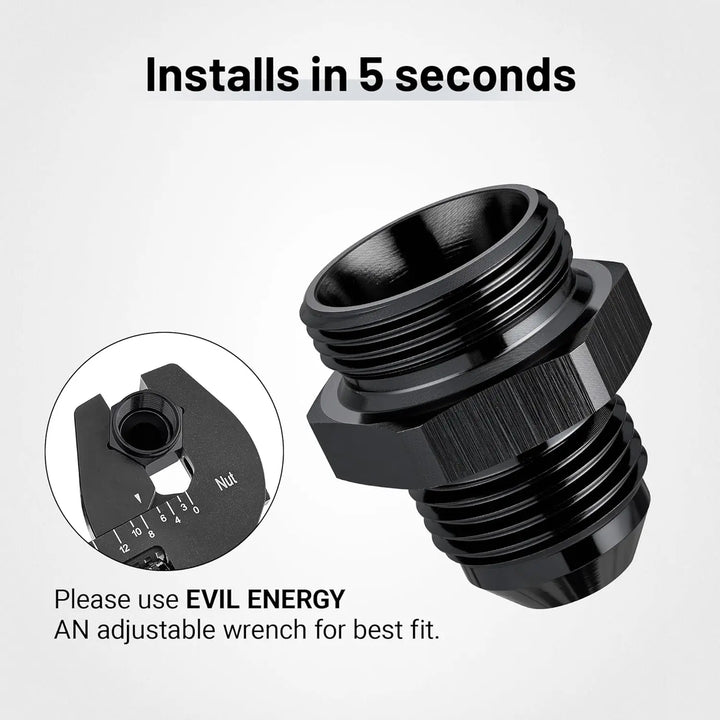 EVILENERGY EVIL ENERGY AN Male Flare to Male Carb Carburetor Fuel Inlet Fitting Adapter Aluminum Black Upgrade 1PC/2PC[8AN to 7/8-20]