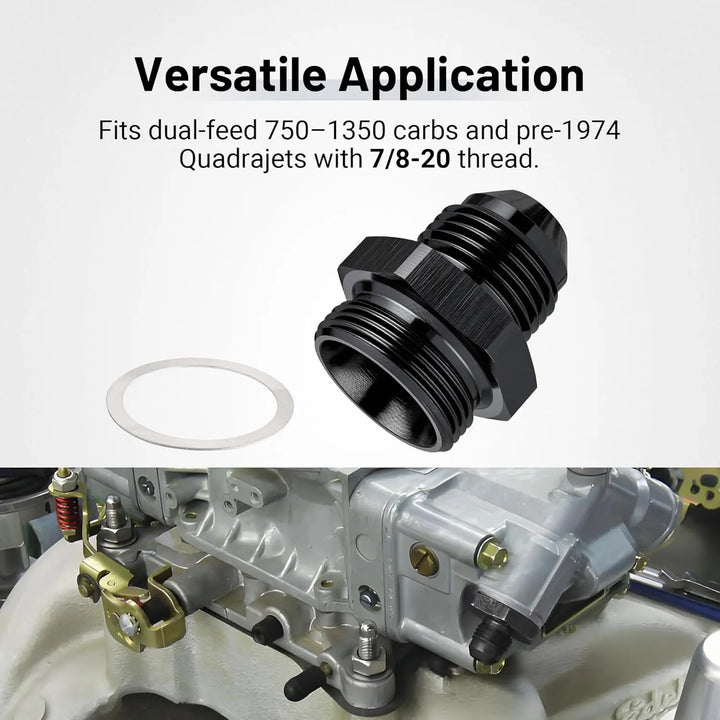 EVILENERGY EVIL ENERGY AN Male Flare to Male Carb Carburetor Fuel Inlet Fitting Adapter Aluminum Black Upgrade 1PC/2PC[8AN to 7/8-20]
