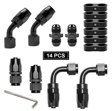 EVILENERGY EVIL ENERGY AN Swivel Fuel Hose Fittings & Male Flare Coupler Union Kit with Hose Separator Clamp