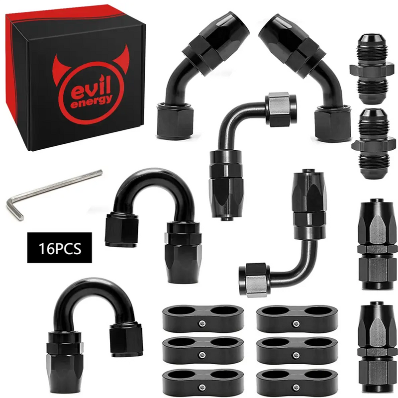 EVILENERGY EVIL ENERGY AN Swivel Fuel Hose Fittings & Male Flare Coupler Union Kit with Hose Separator Clamp