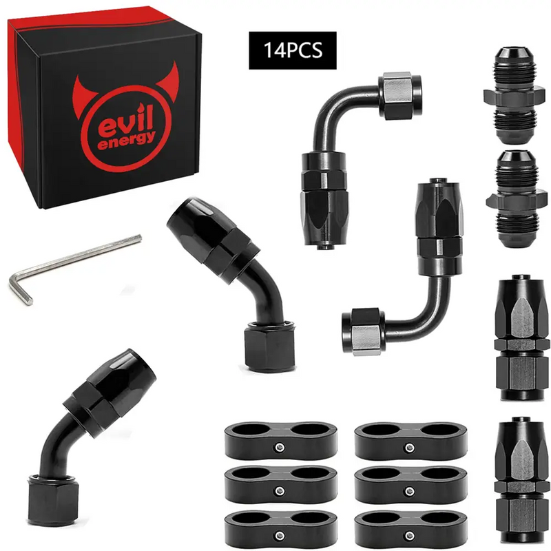 EVILENERGY EVIL ENERGY AN Swivel Fuel Hose Fittings & Male Flare Coupler Union Kit with Hose Separator Clamp