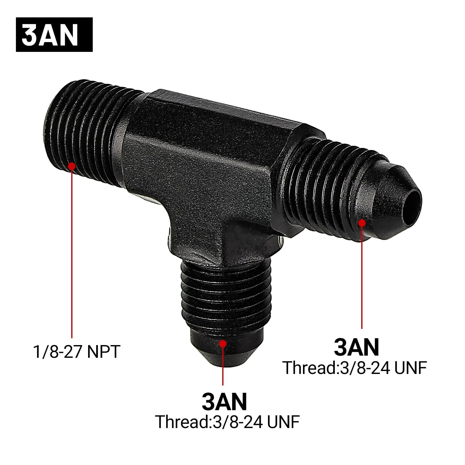 EVIL ENERGY AN Tee Male Flare to NPT on Run T Fitting Adapter Aluminu ...