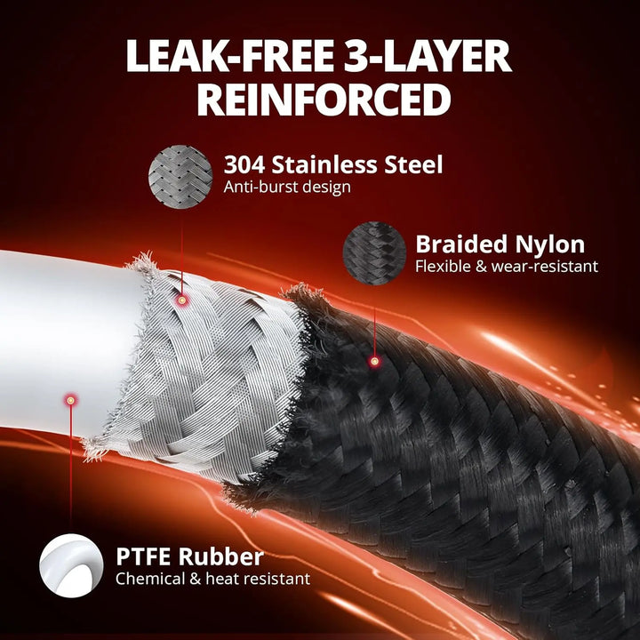 EVILENERGY EVIL ENERGY AN10 PTFE Transmission Line for GM Duramax 01-05 6.6L LB7 / LLY | PTFE Inner Tube with 304 Stainless Steel Braid and Nylon Cover, Design for Extreme Heat, Chemical Resistance & Durability