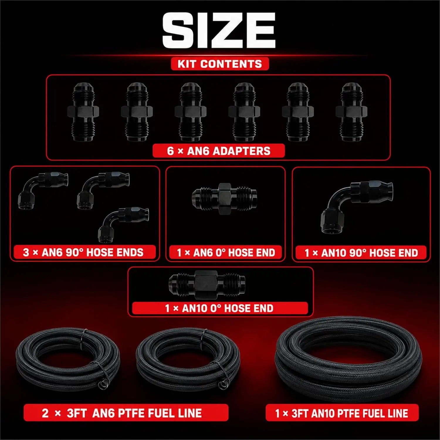 EVILENERGY EVIL ENERGY AN6 AN10 PTFE Power Steering Hose Kit for Ford Type Racks, 3FT