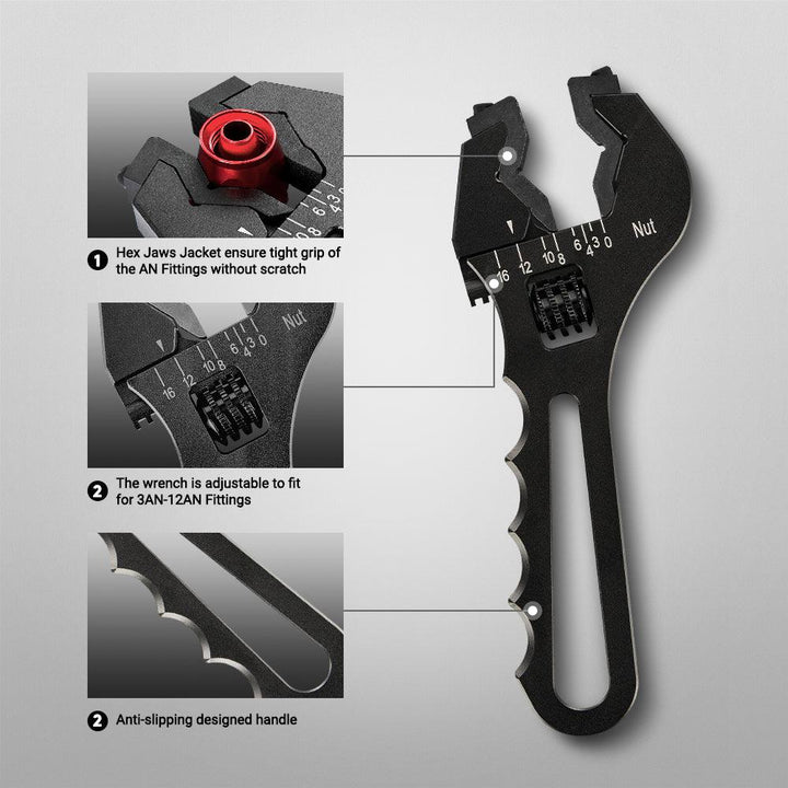 EVIL ENERGY All-in-One EFI Fuel System Bundle|EFI Bypass Fuel Pressure Regulator & CPE Fuel Line & Adjustable 3-16AN Wrench (Black) - EVILENERGY
