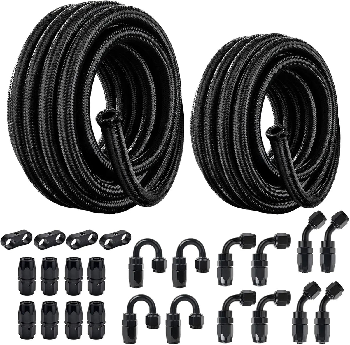 EVILENERGY EVIL ENERGY 2 Kit 6AN 8AN Fuel Line Kit 40FT with 24PCS Fitting Kit, 6AN Hose 8AN Hose, Nylon Braided CPE Fuel Line Hose
