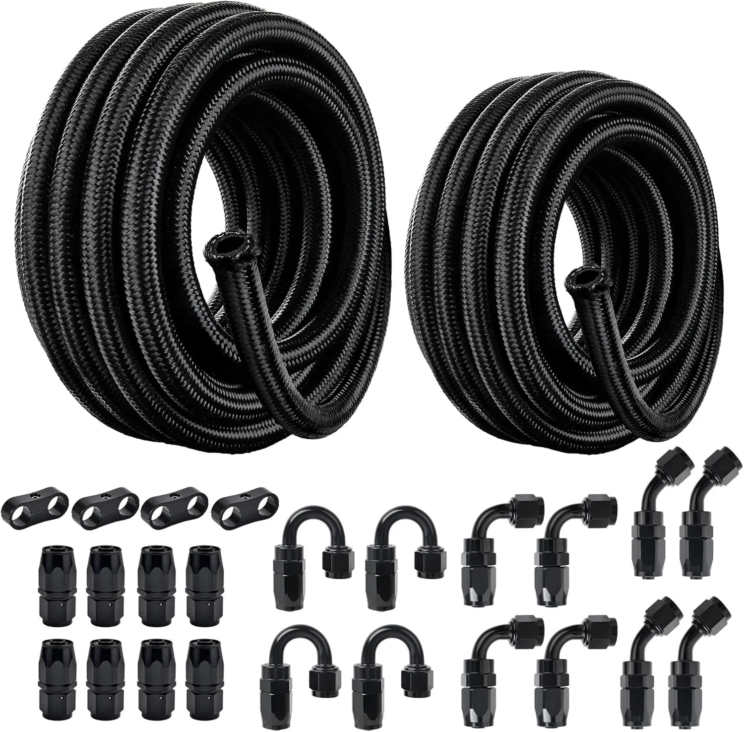 EVILENERGY EVIL ENERGY 2 Kit 6AN 8AN Fuel Line Kit 40FT with 24PCS Fitting Kit, 6AN Hose 8AN Hose, Nylon Braided CPE Fuel Line Hose