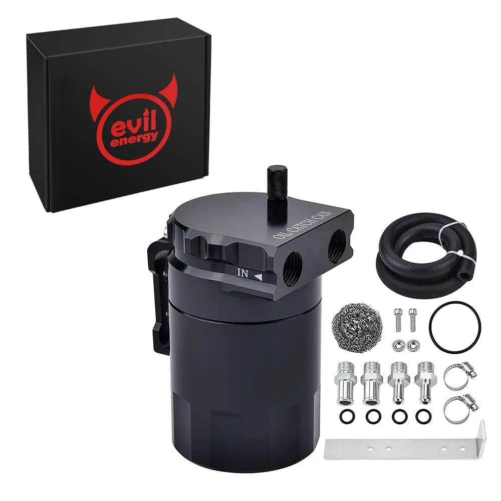 Evilenergy EVIL ENERGY Baffled Oil Catch Can Oil Separator Catch Can 300ml Universal Aluminum Black