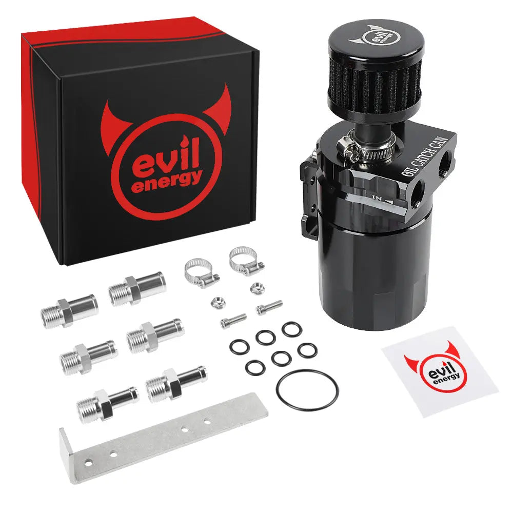 EVIL ENERGY's universal baffled aluminum oil separator catch can kit with  breather filter