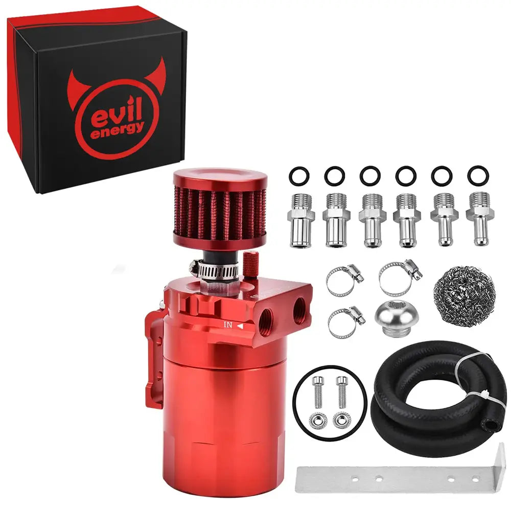 EVIL ENERGY's universal baffled aluminum oil separator catch can kit with  breather filter – EVILENERGY
