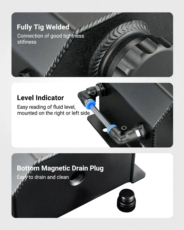 EVIL ENERGY EVIL ENERGY Bundle: 300ml Baffled Oil Catch Can (5FT Hose, Black, with/without Breather Filter) & 1L/2L Coolant Overflow Tank (Black, Aluminum)