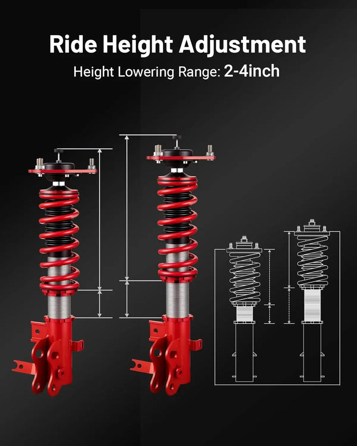 EVILENERGY EVIL ENERGY Coilovers Compatible for Acura ILX (DE2) 2016-2021, Height Adjustable Coilovers Lowering Kit with 32-Level Damper Adjustment, Coilovers Suspension Kit, Red