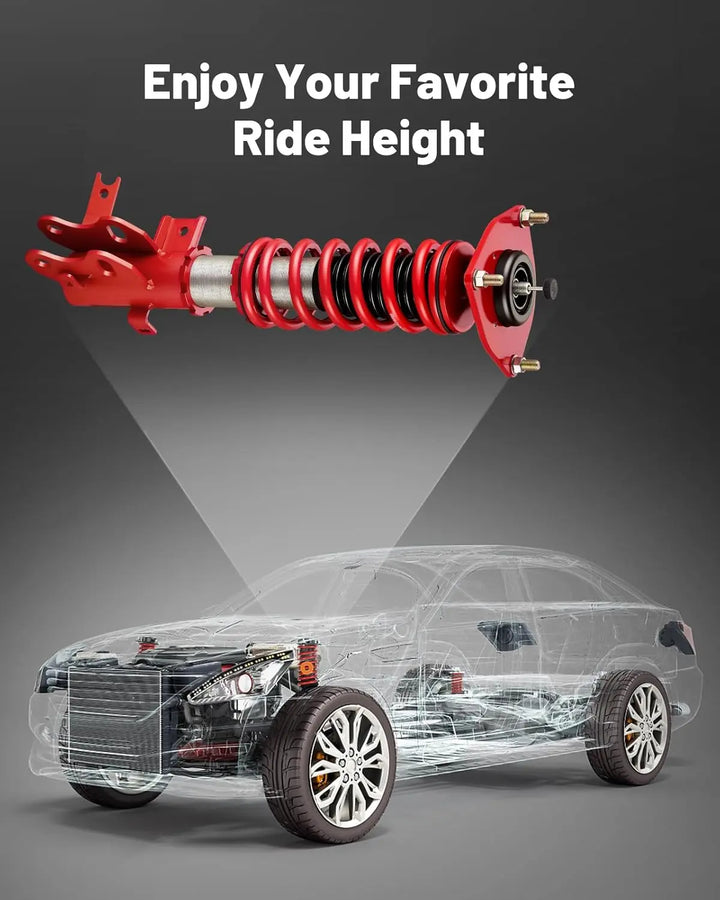 EVILENERGY EVIL ENERGY Coilovers Compatible for Acura ILX (DE2) 2016-2021, Height Adjustable Coilovers Lowering Kit with 32-Level Damper Adjustment, Coilovers Suspension Kit, Red