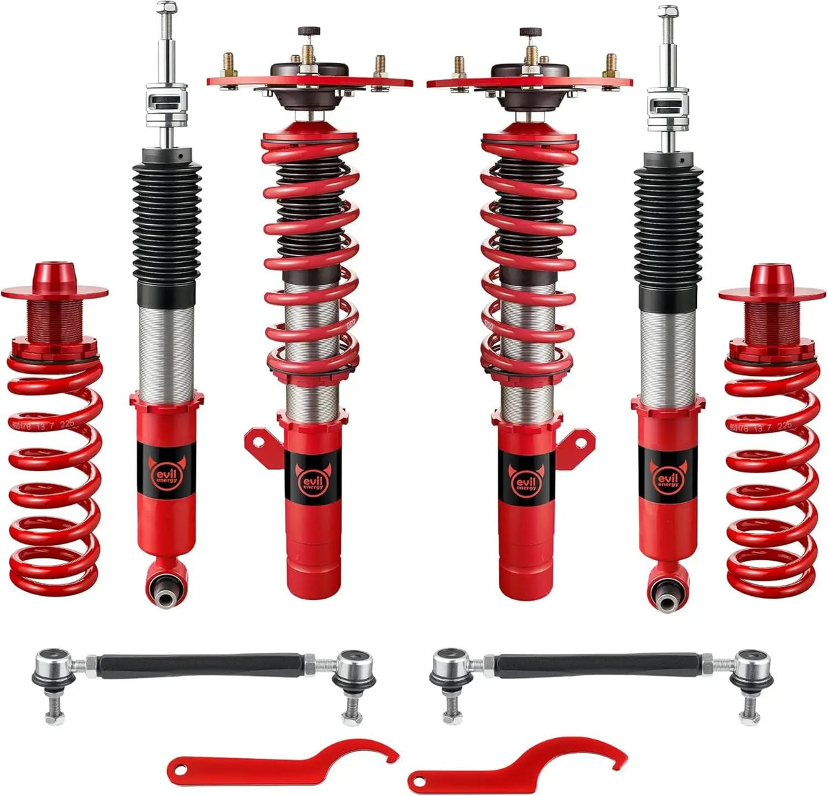 EVILENERGY EVIL ENERGY Coilovers Compatible for BMW 3-Series RWD (F30) 2012-2018, Height Adjustable Coilovers Lowering Kit with 32-Level Damper Adjustment, Coilovers Suspension Kit, Red