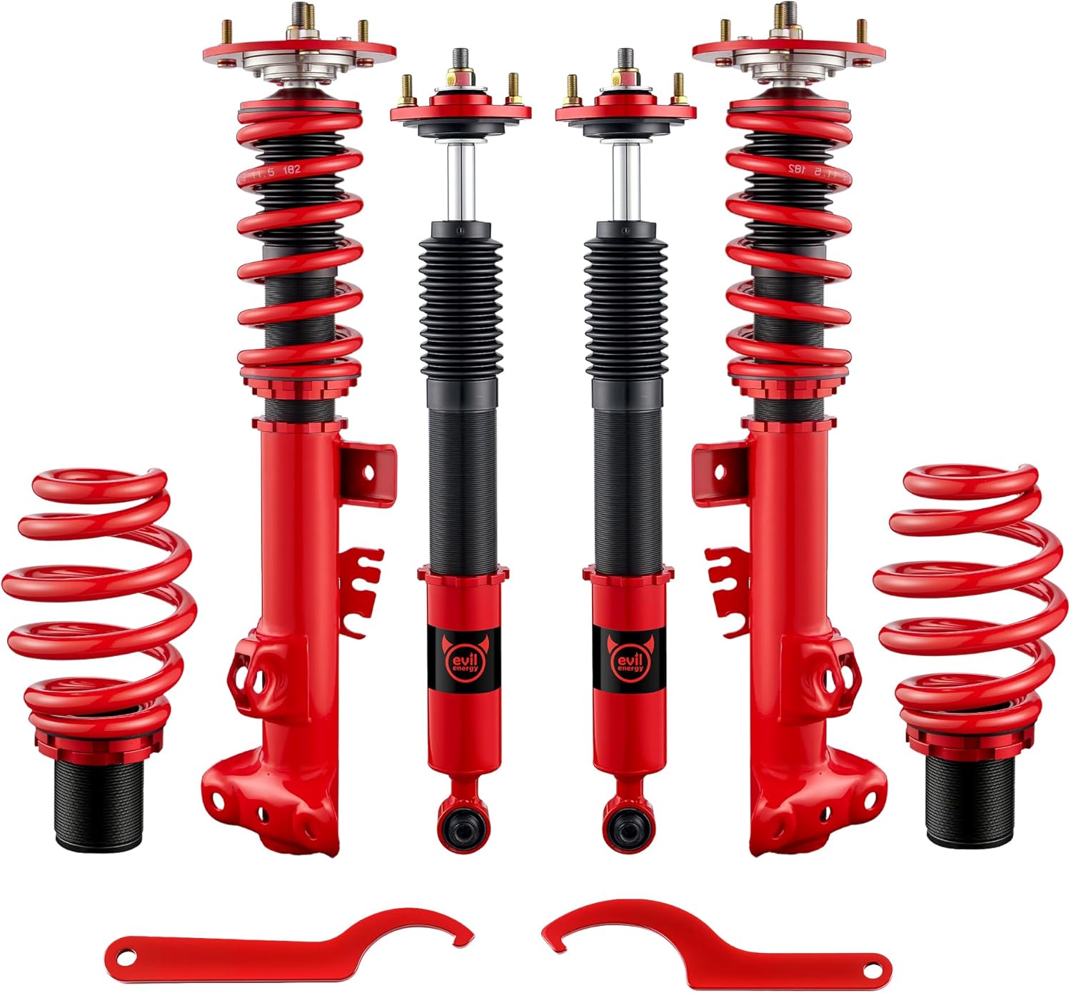 EVIL ENERGY Coilovers Compatible for BMW 3 Series (E36) 316i 318i 318is 320i 323i 325i 325is 328i 318tds 325td 325tds 1990-1999, BMW Z3 1996-2002, Height Adjustable Lowering Kit, Red - EVILENERGY