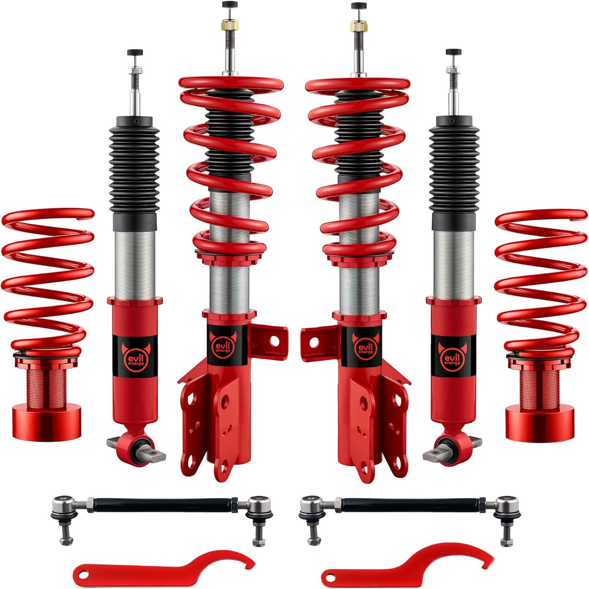EVIL ENERGY Coilovers Compatible for Ford Fusion 2013-2020, Height Adjustable Coilovers Lowering Kit with 32-Level Damper Adjustment, Coilovers Suspension Kit, Red