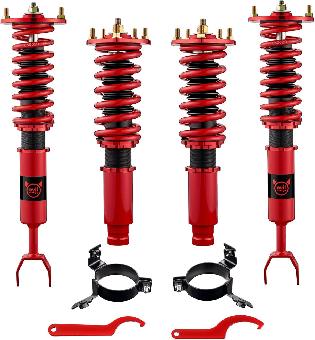 EVIL ENERGY Honda Prelude 1992-2001 Coilovers, Height-Adjustable Twin-Tube Suspension Kit for Comfortable Ride, Red, Best Performance & Quality - EVILENERGY