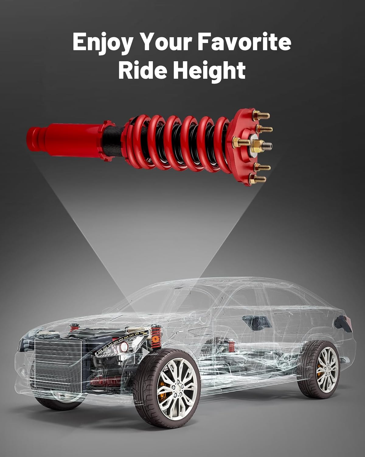 EVIL ENERGY Honda Prelude 1992-2001 Coilovers, Height-Adjustable Twin-Tube Suspension Kit for Comfortable Ride, Red, Best Performance & Quality