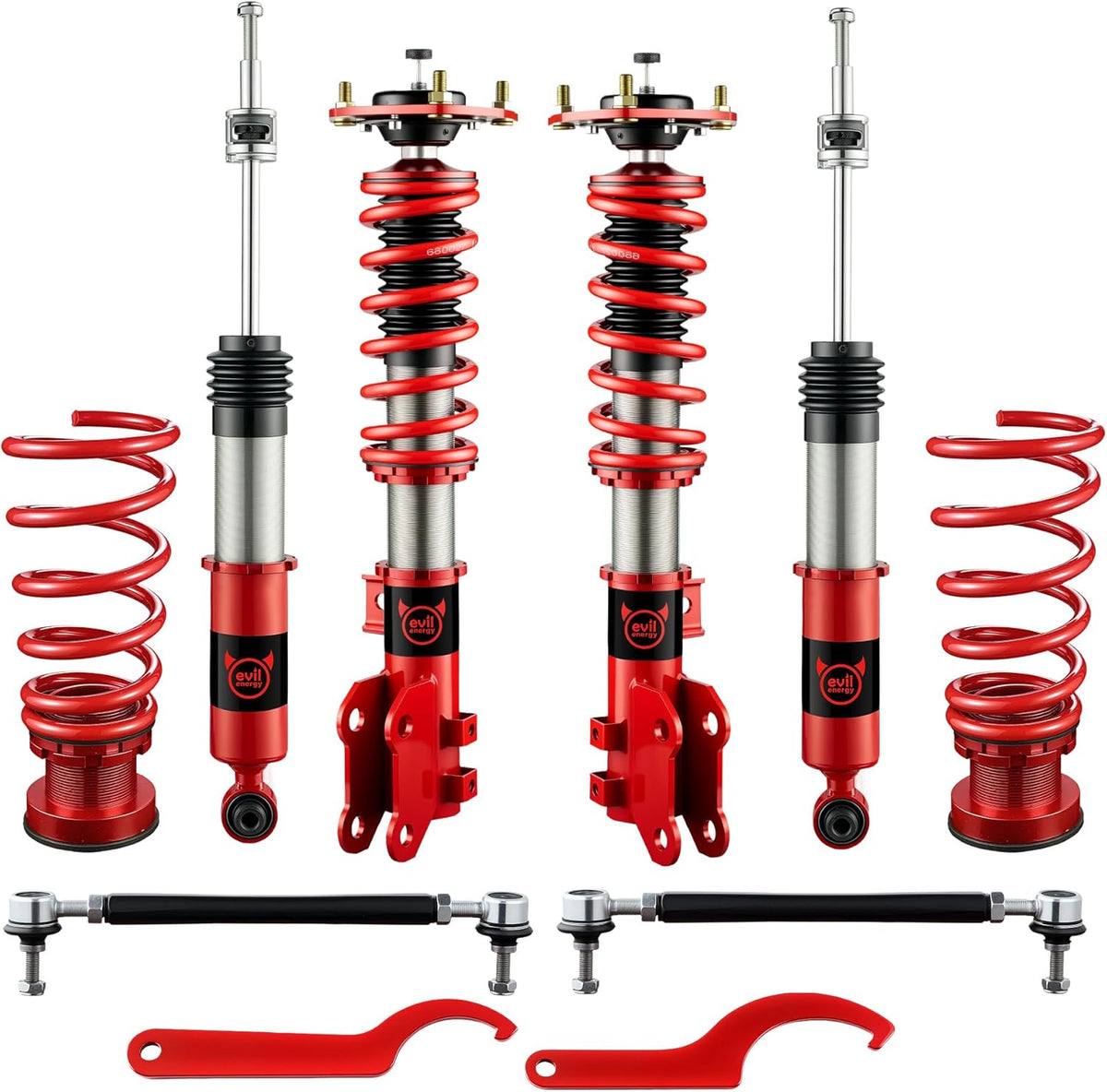 EVIL ENERGY Coilovers for Hyundai Elantra Sedan (AD) 2017-2020, Height Adjustable Coilovers Kit with 32-Level Damper Adjustment, Red - EVILENERGY