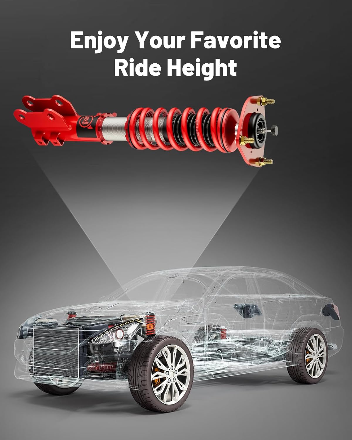 EVIL ENERGY Coilovers for Hyundai Elantra Sedan (AD) 2017-2020, Height Adjustable Coilovers Kit with 32-Level Damper Adjustment, Red - EVILENERGY