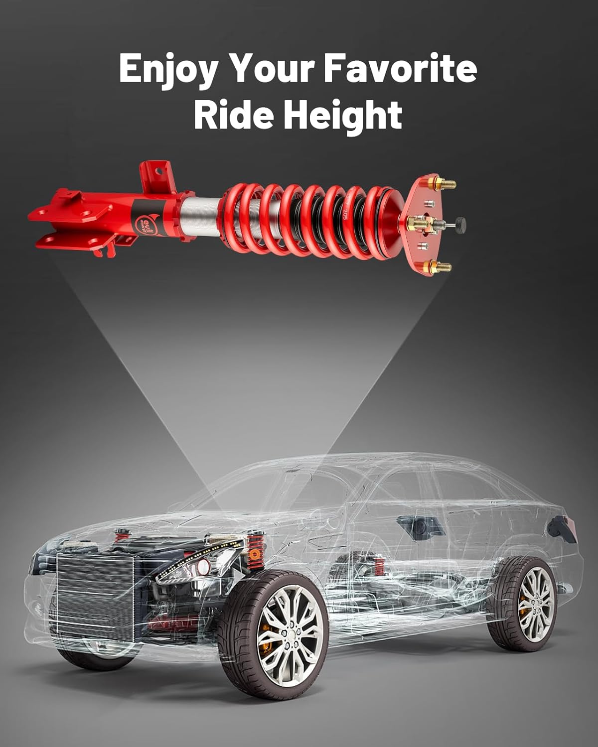 EVIL ENERGY Coilovers for Mazda 3 2014-2018, 32-Level Adjustable Suspension Kit, Height Adjustable 2-4 Inches, Red