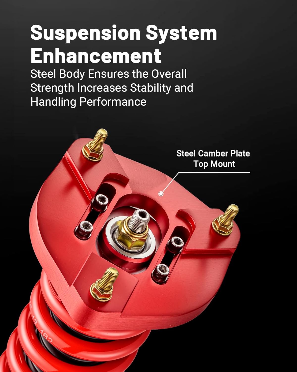 EVIL ENERGY Coilovers Compatible for Mercedes Benz W204 C-Class 2008-2014 RWD C180, C200, C220, C250, C300, Height Adjustable Lowering Kit, Twin-Tube Coilover Suspension Kit for Comfortable Ride, Red - EVILENERGY