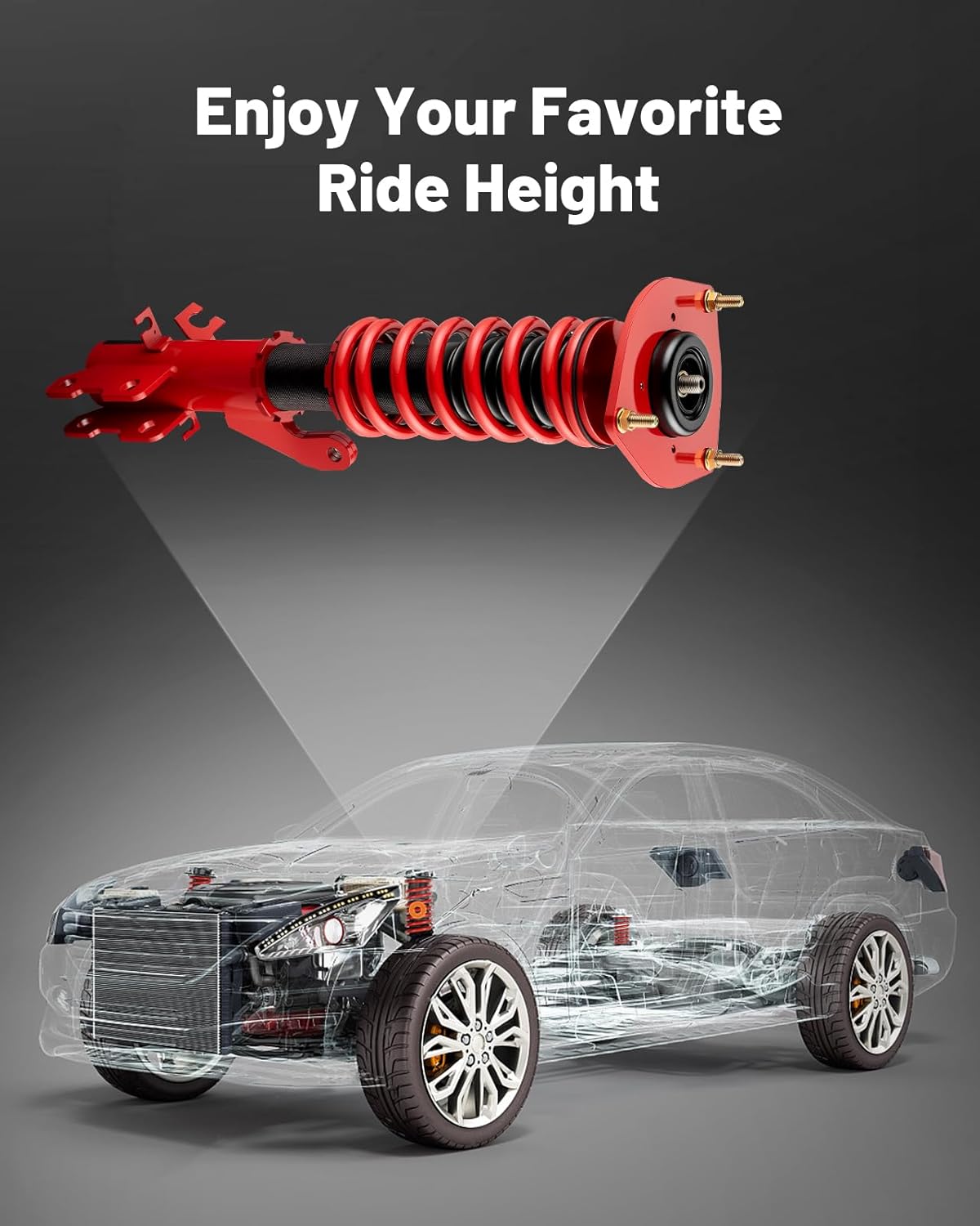 EVIL ENERGY Coilovers Compatible for Nissan Sentra B17 2013-2019, Height Adjustable Lowering Kit, Twin-Tube Coilover Suspension Kit for Comfortable Ride, Red - EVILENERGY