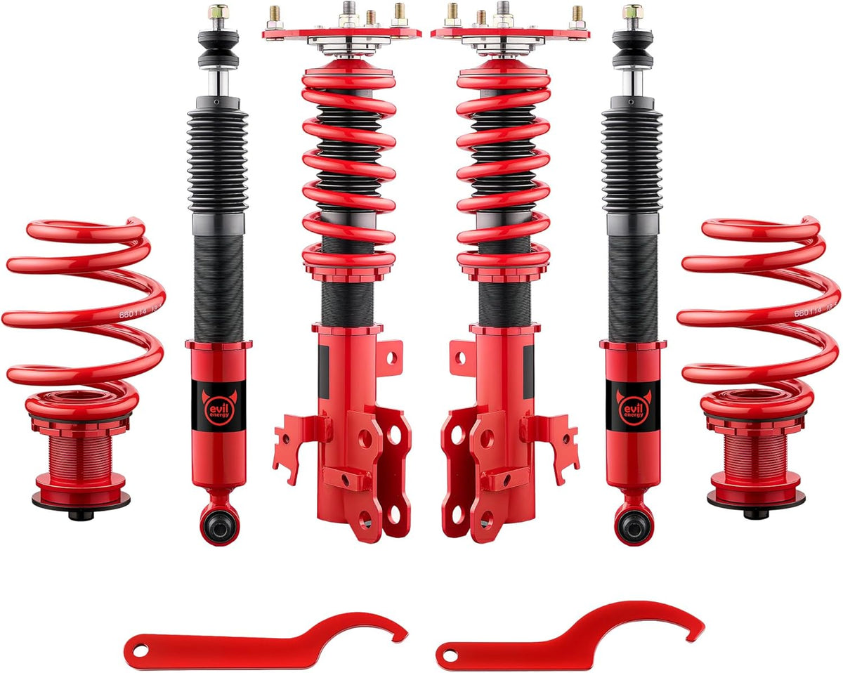EVIL ENERGY Coilovers Compatible for Scion TC 2011-2016 AGT20, for Toyota Zelas 2011-2016, Height Adjustable Lowering Kit, Twin-Tube Coilover Suspension Kit for Comfortable Ride, Red - EVILENERGY