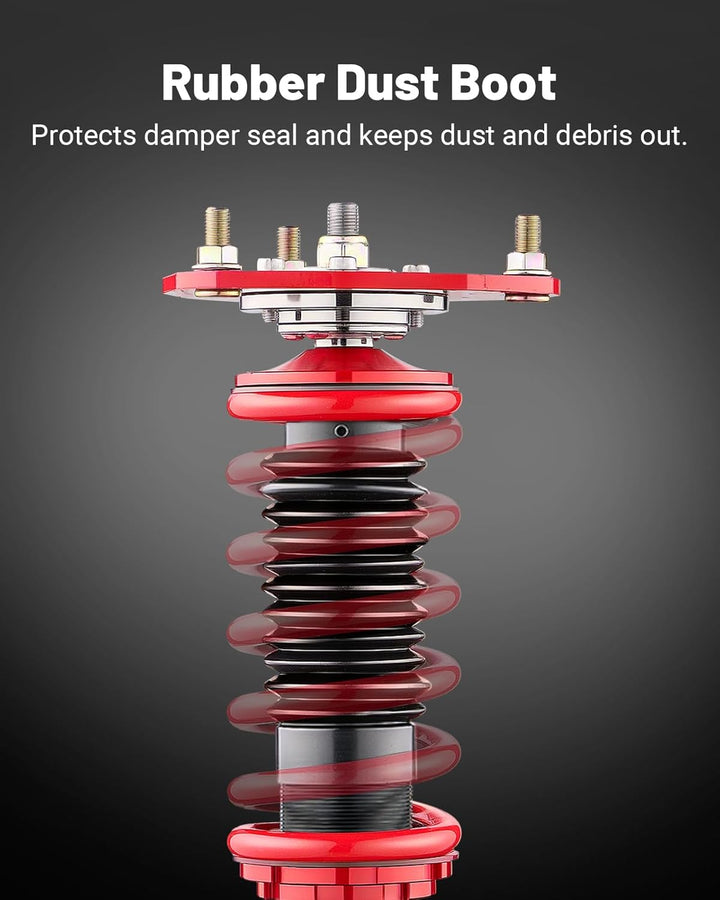 EVIL ENERGY Coilovers Compatible for Scion TC 2011-2016 AGT20, for Toyota Zelas 2011-2016, Height Adjustable Lowering Kit, Twin-Tube Coilover Suspension Kit for Comfortable Ride, Red - EVILENERGY