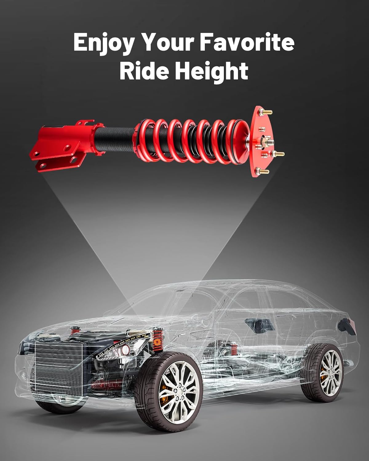 EVIL ENERGY Coilovers Compatible for Scion XB 2004-2006 US Model, for Toyota Echo 2000-2005, Height Adjustable Lowering Kit, Twin-Tube Coilover Suspension Kit for Comfortable Ride, Red - EVILENERGY