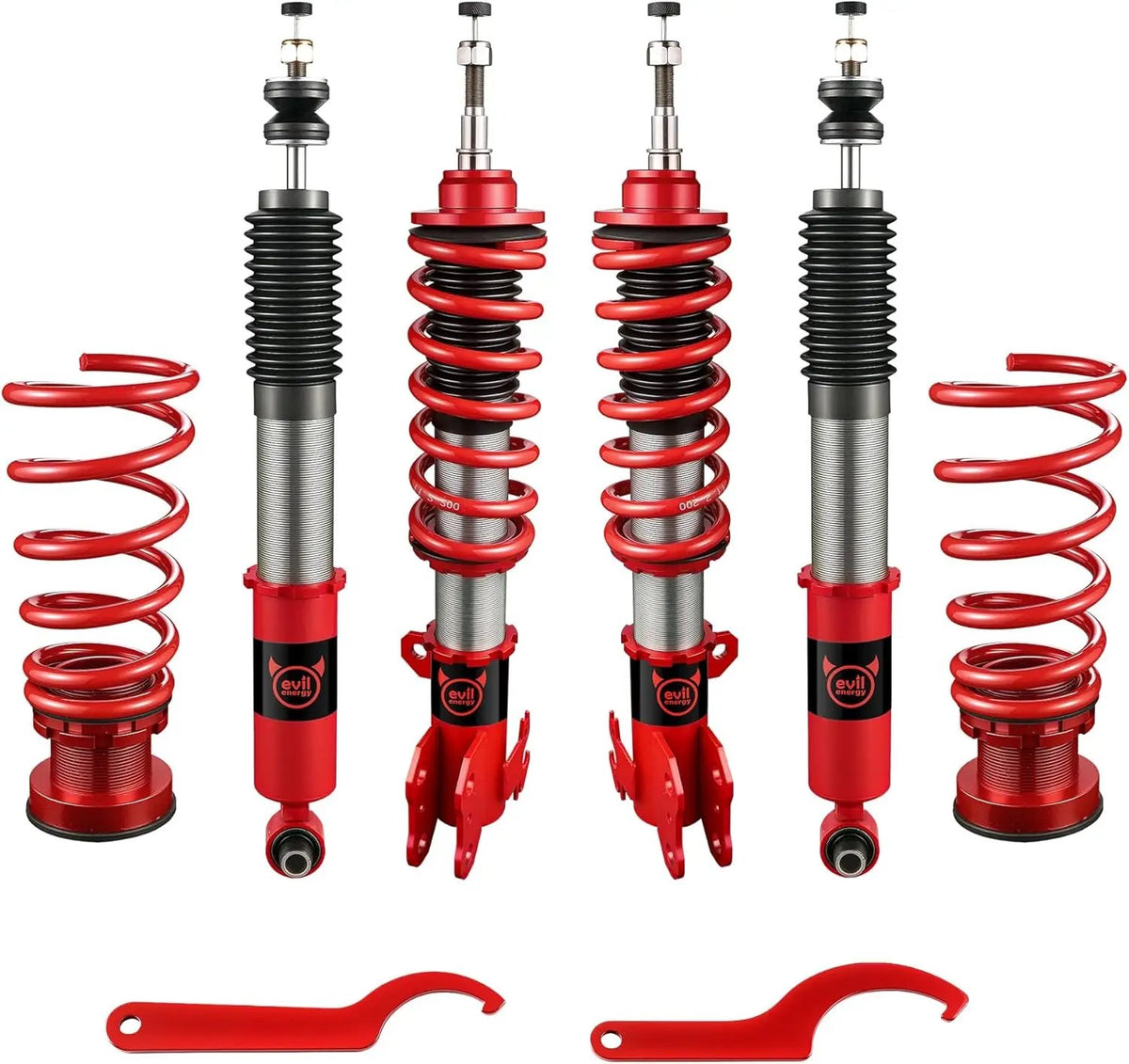 EVILENERGY EVIL ENERGY Coilovers Compatible for Toyota Yaris (XP130/XP150) 2013-2019, Height Adjustable Coilovers Lowering Kit with 32-Level Damper Adjustment, Red
