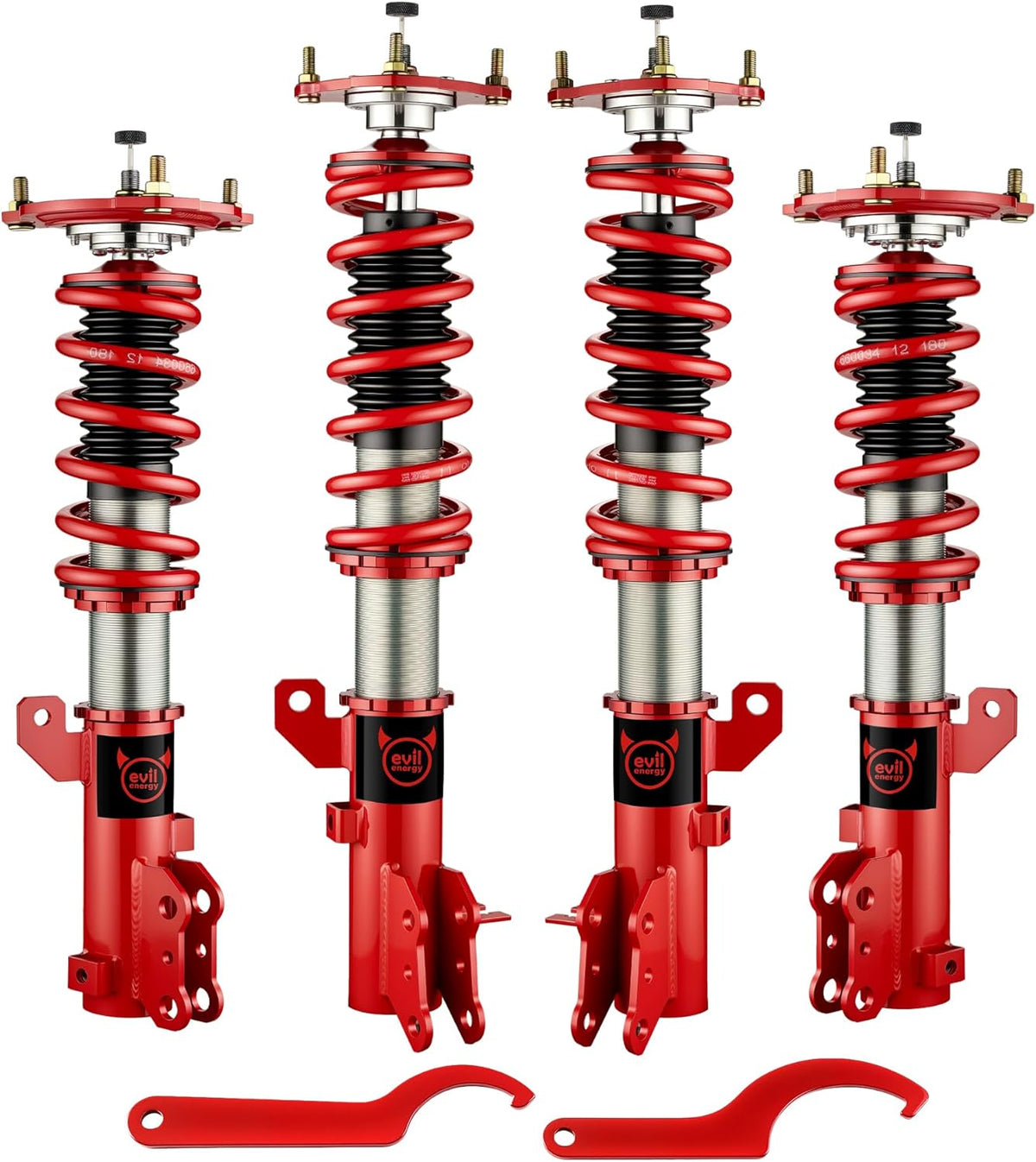 EVIL ENERGY Coilovers Compatible for Hyundai Tiburon (HM/HN) 2003-2008, Height Adjustable Coilovers Lowering Kit with 32-Level Damper Adjustment, Red - EVILENERGY