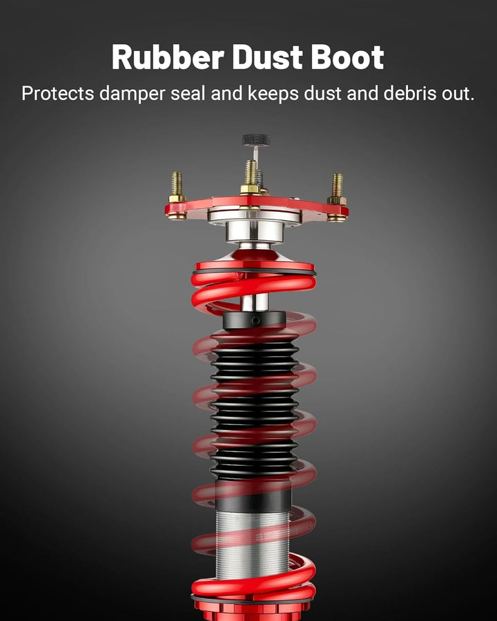 EVIL ENERGY Coilovers Compatible for Hyundai Tiburon (HM/HN) 2003-2008, Height Adjustable Coilovers Lowering Kit with 32-Level Damper Adjustment, Red - EVILENERGY