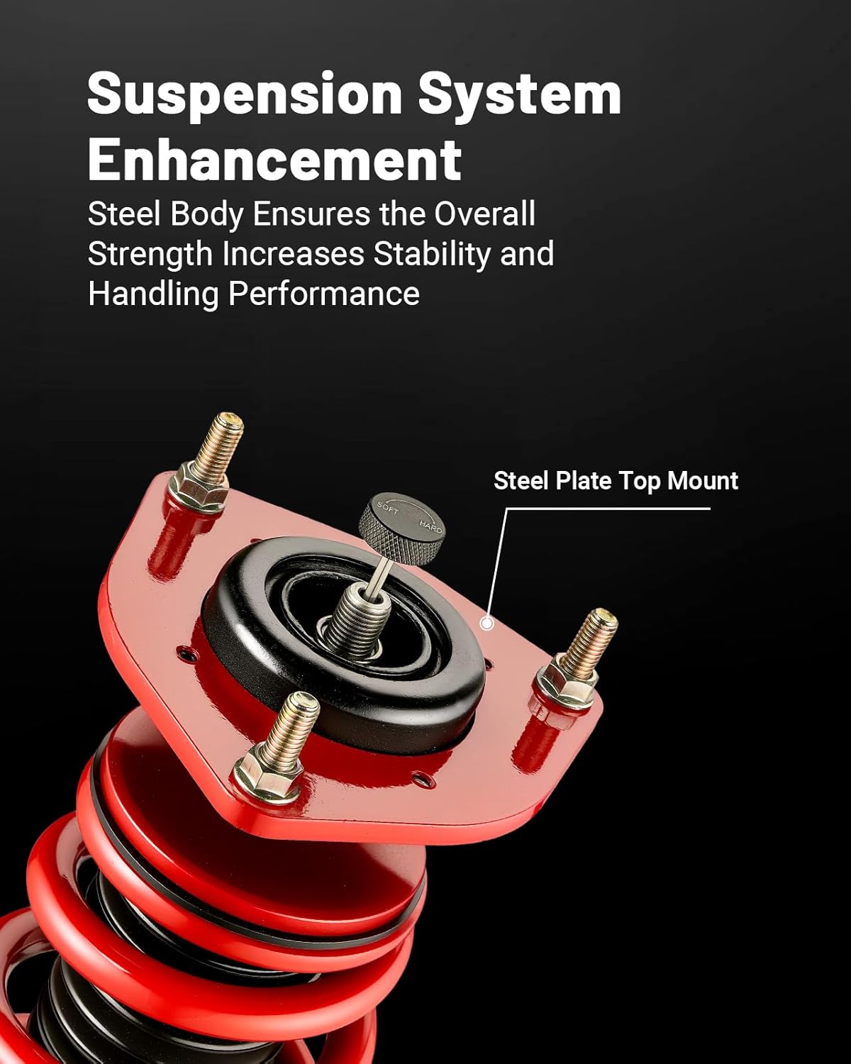 EVIL ENERGY Coilovers Compatible for Volkswagen GTI (MK7) 2015-2019, Height Adjustable Coilovers Lowering Kit with 32-Level Damper Adjustment, Red - EVILENERGY