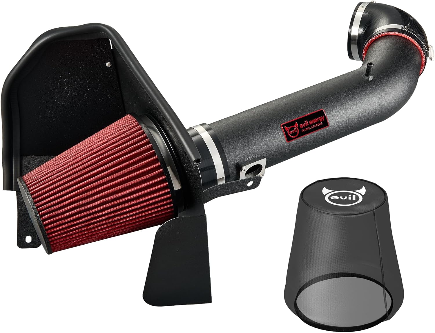 EVIL ENERGY Cold Air Intake System with red cotton filter and aluminum tube Compatible for 2009-2013 Chevy Silverado 1500, GMC Sierra 1500, Cadillac Escalade ESV EXT