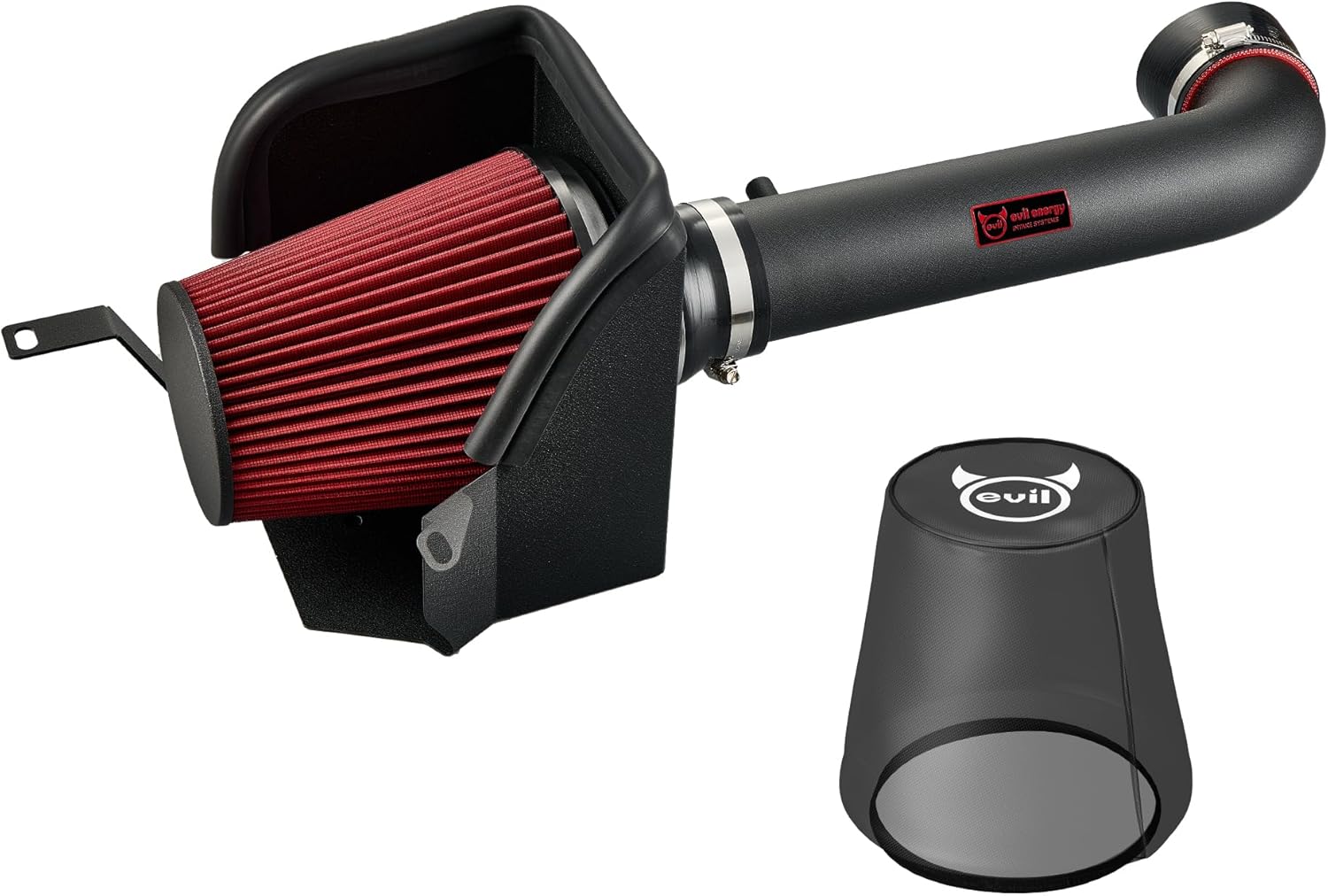 EVIL ENERGY Cold Air Intake, 2012-2018 Jeep Wrangler JK 3.6L, black tube & red filter