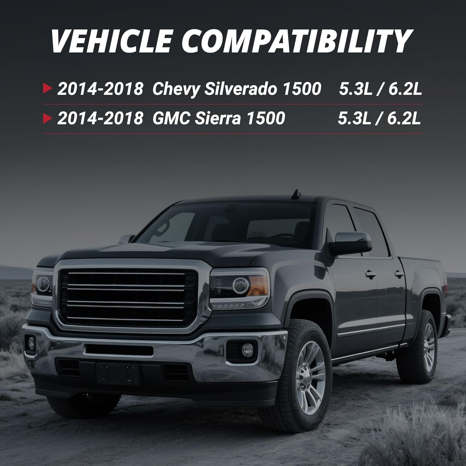 EVIL ENERGY Cold Air Intake vehicle compatibility, 2014 - 2018 Chevy Silverado 1500/GMC Sierra 1500 5.3L/6.2L