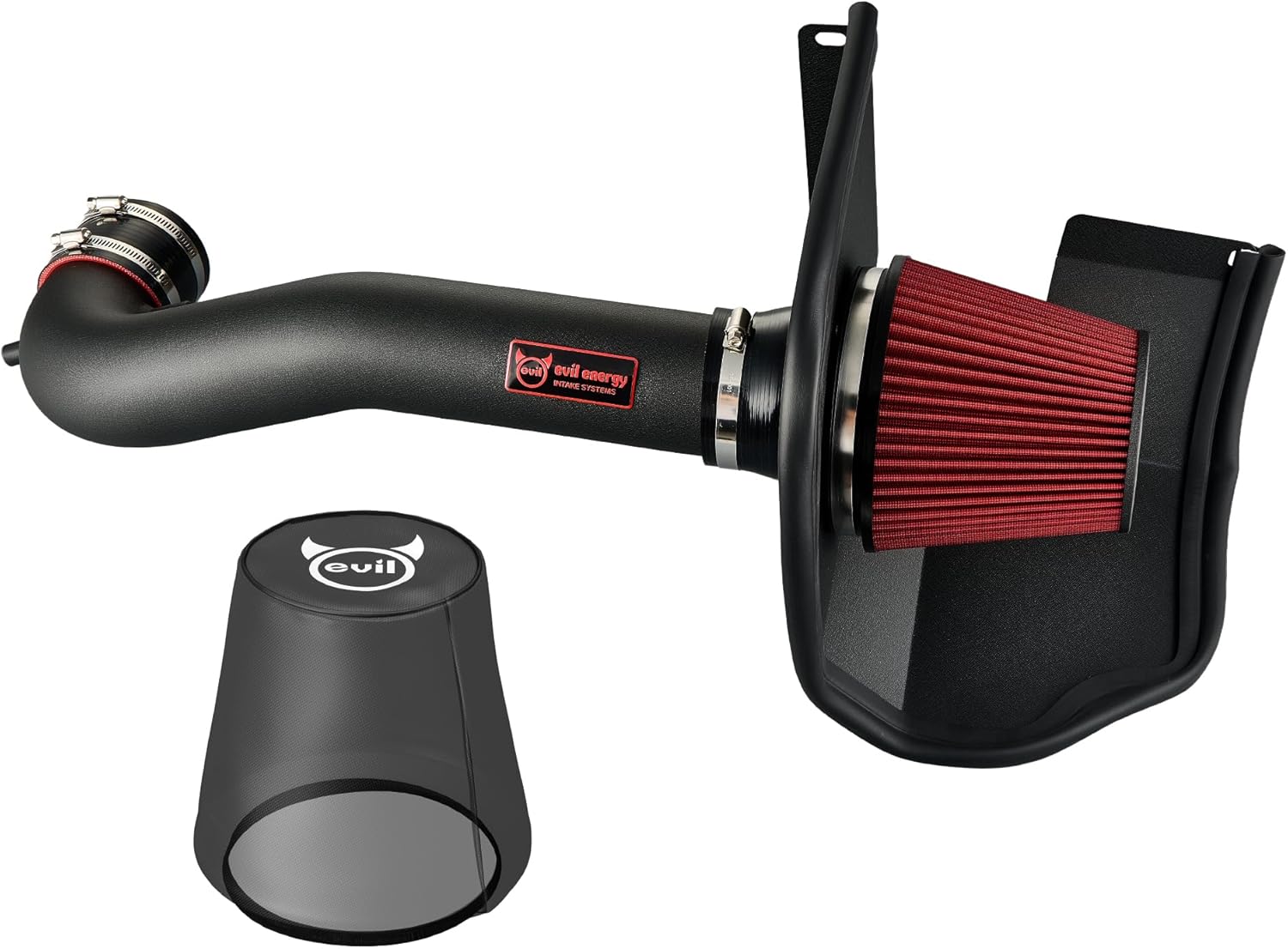 EVIL ENERGY Cold Air Intake, black tube & red filter, 2014 - 2018 Chevy/GMC 5.3L/6.2L