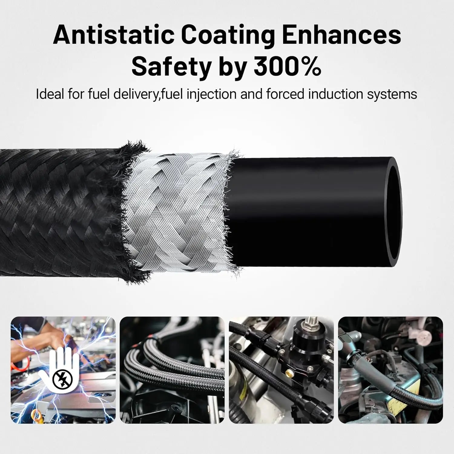 EVIL ENERGY Antistatic 6/8/10AN PTFE Fuel Hose Line | 10/20FT E85 Compatible Braided Fuel Line