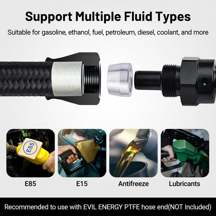 [Black-Red] EVIL ENERGY PTFE LS Swap EFI Fuel Line Fitting Kit, compatible with gasoline, ethanol, coolant