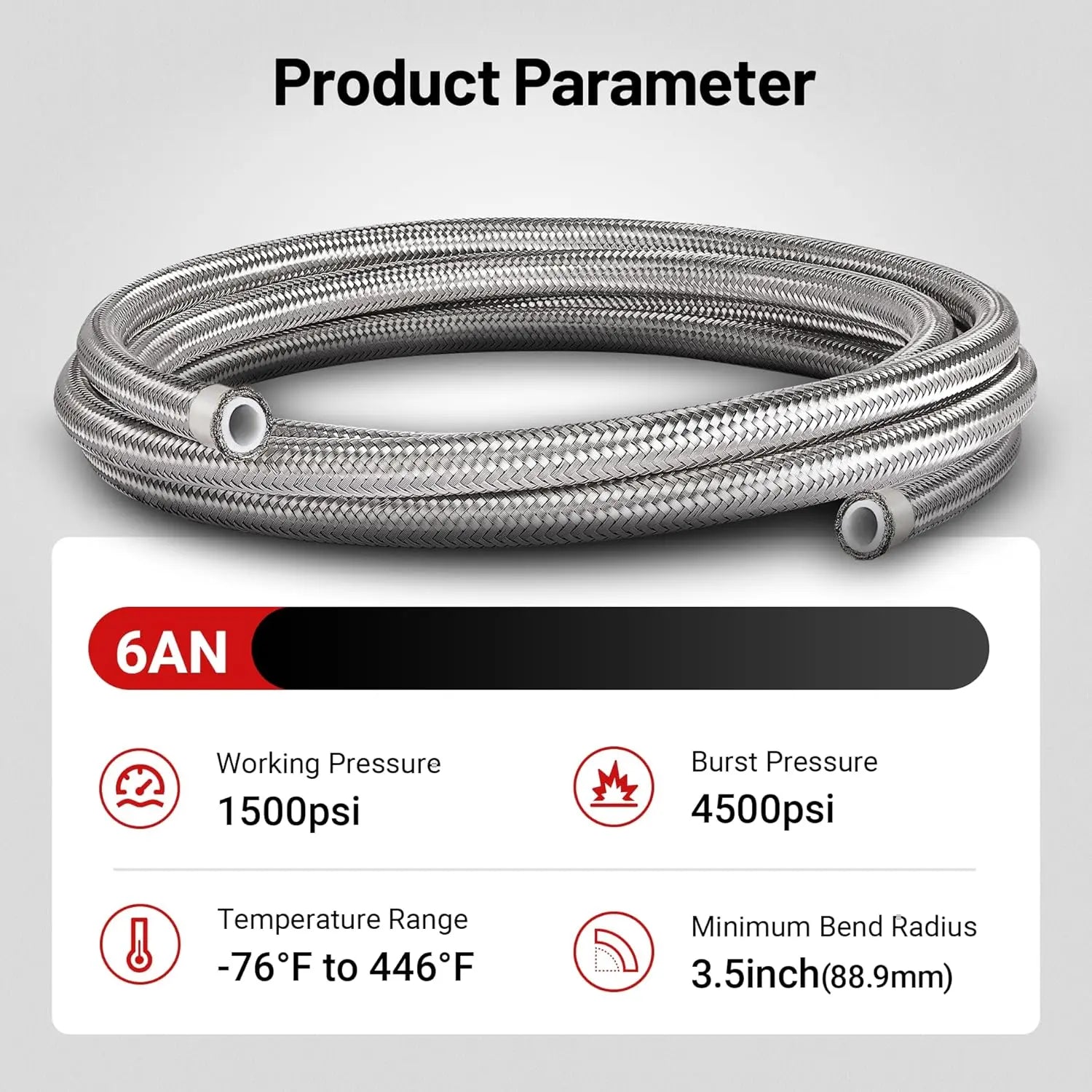 EVIL ENERGY PTFE LS Swap EFI Fuel Line Fitting Kit, burst pressure 4500psi, 3.5inch bend radius [Silver]